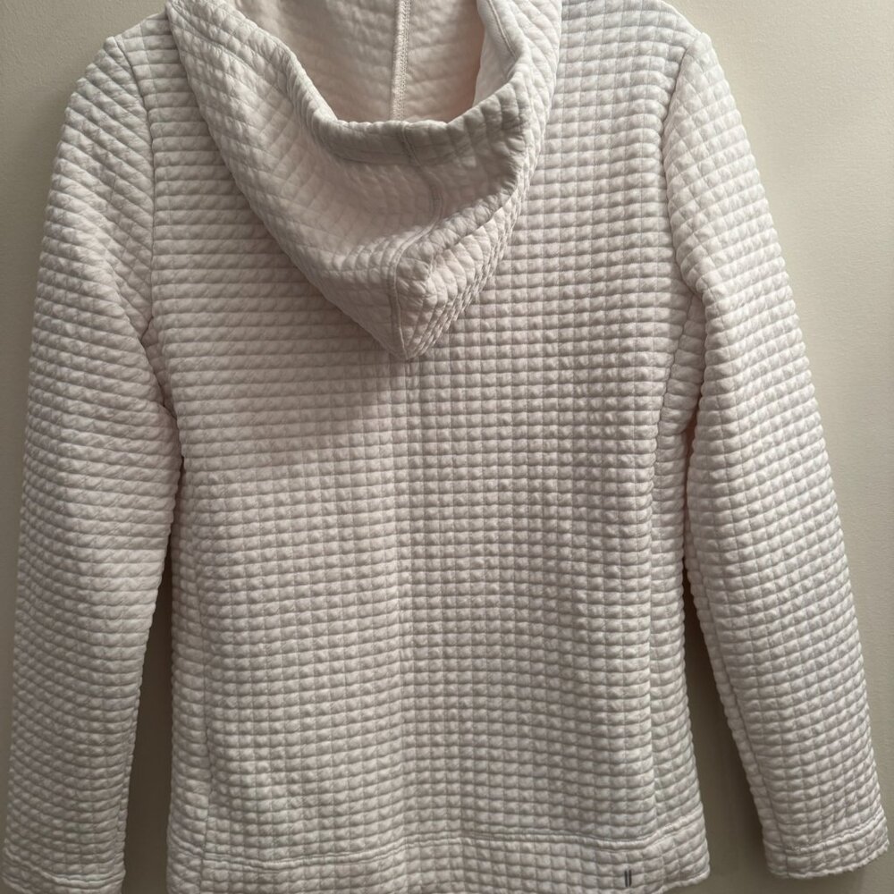 NOBULL  white full zip waffle knit jacket with hood size xs - Picture 4 of 5